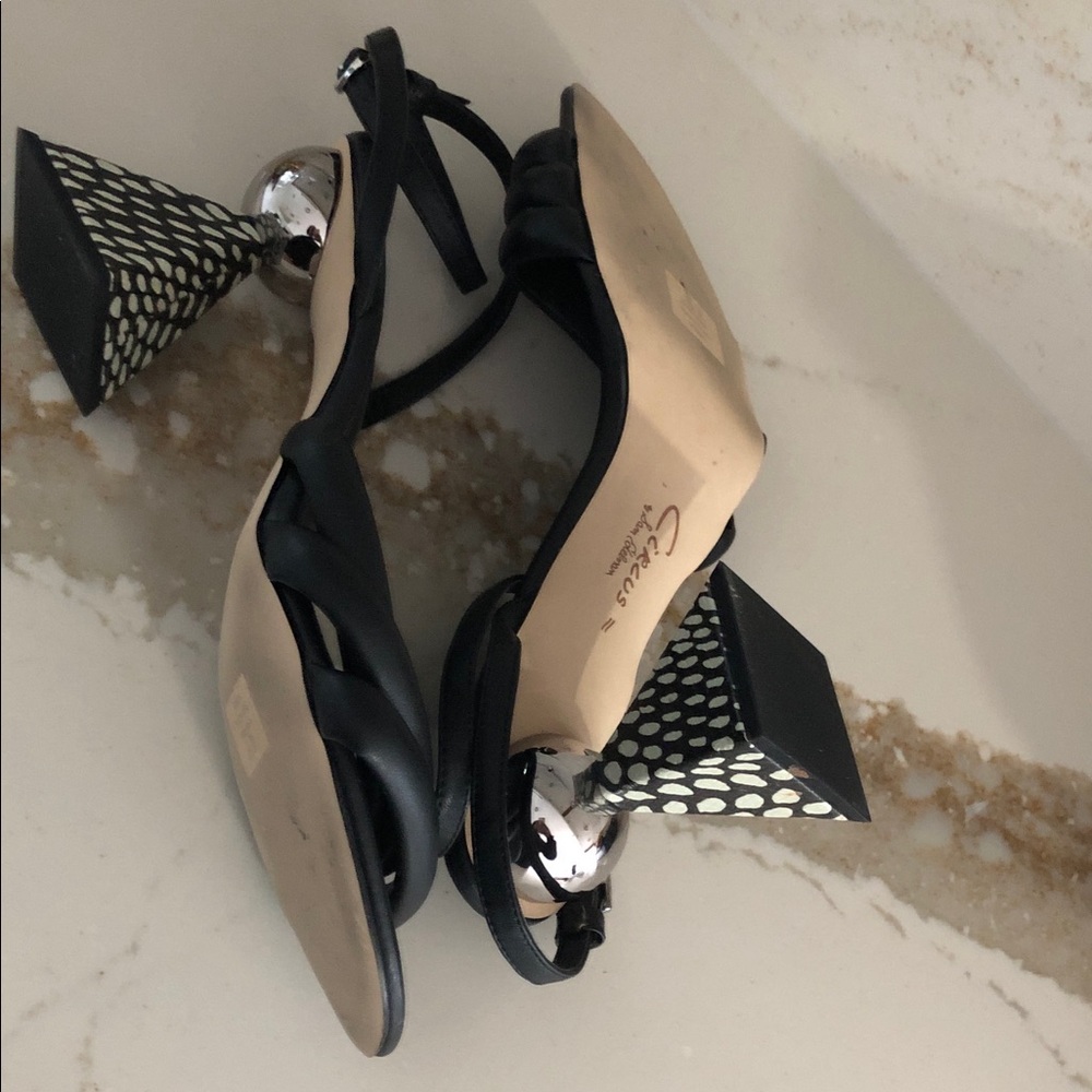 Sam Edelman Circus Sculptural Block Heel Sandals Size 11 Black - Picture 10 of 13